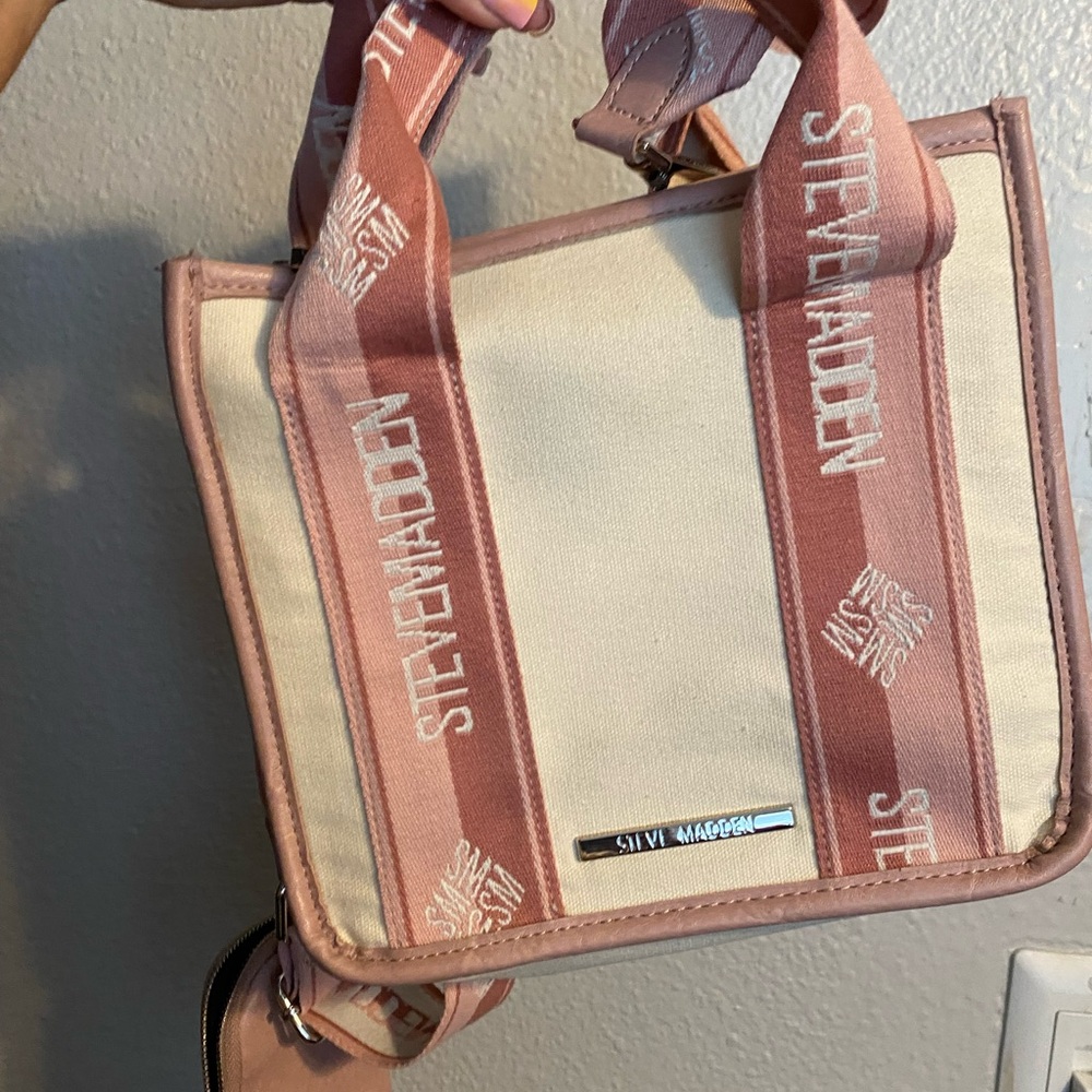 Steve Madden Pink and Cream Crossbody Bag